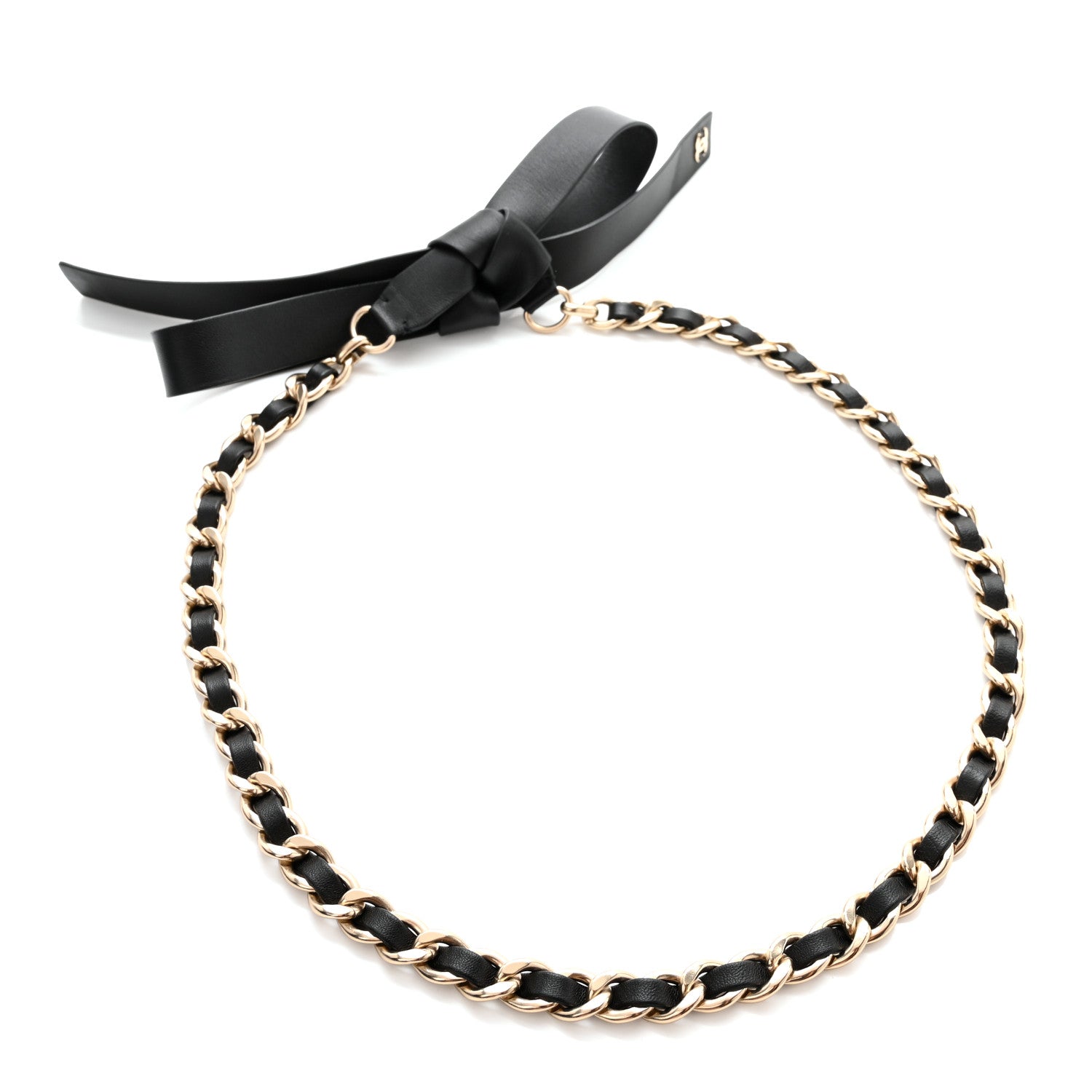 Chanel Lambskin Chain CC Bow Belt S Black Gold 2 of 4