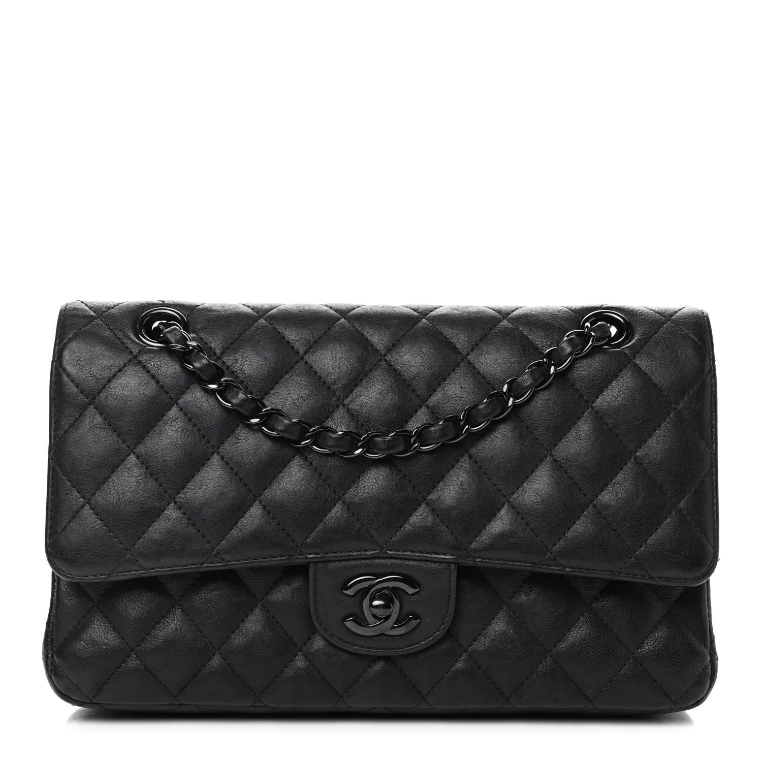 Chanel Crumpled Calfskin Quilted Medium Double Flap So Black 1 of 4