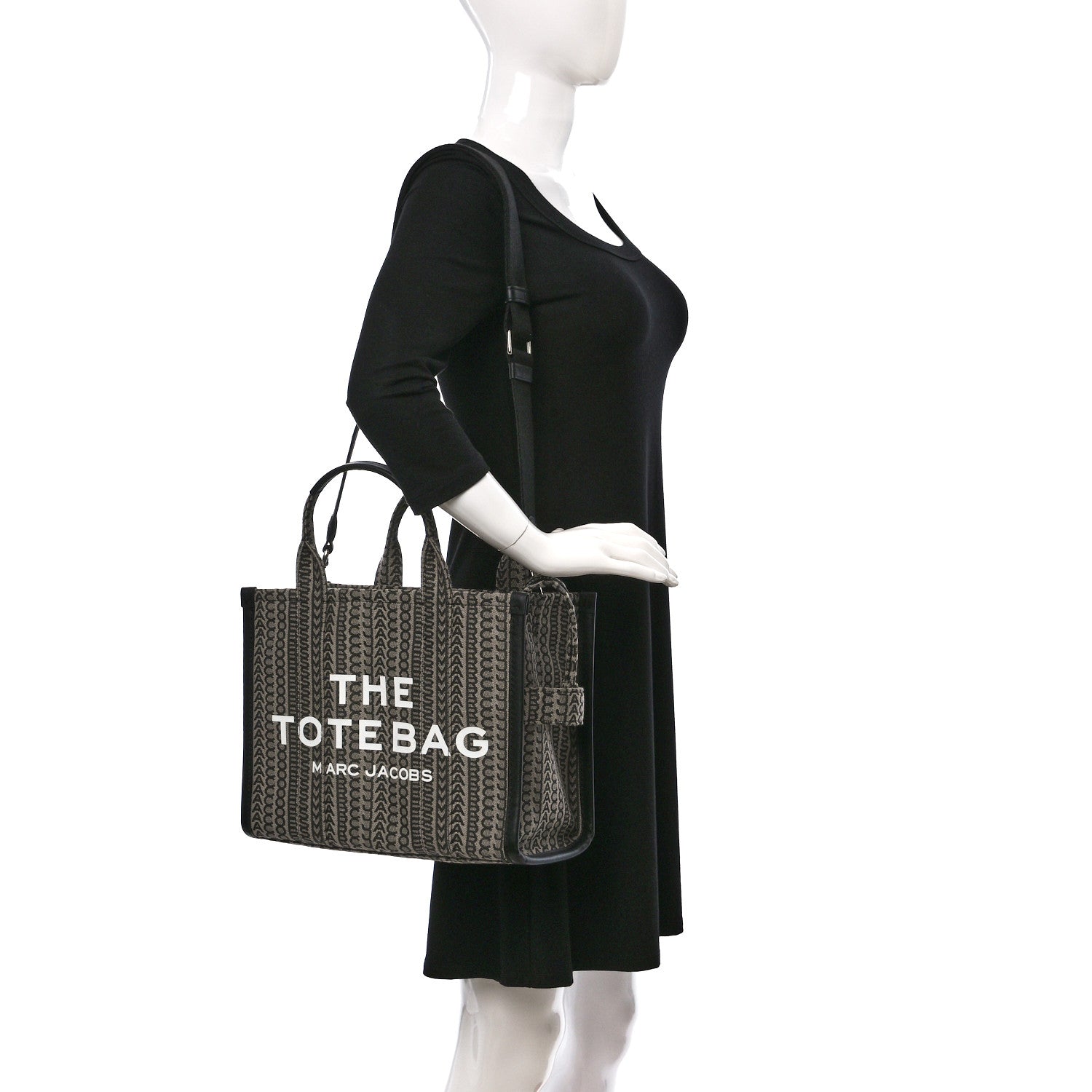 Marc Jacobs Cotton Jacquard Monogram Medium The Traveler Tote Bag Beige Multicolor 2 of 8