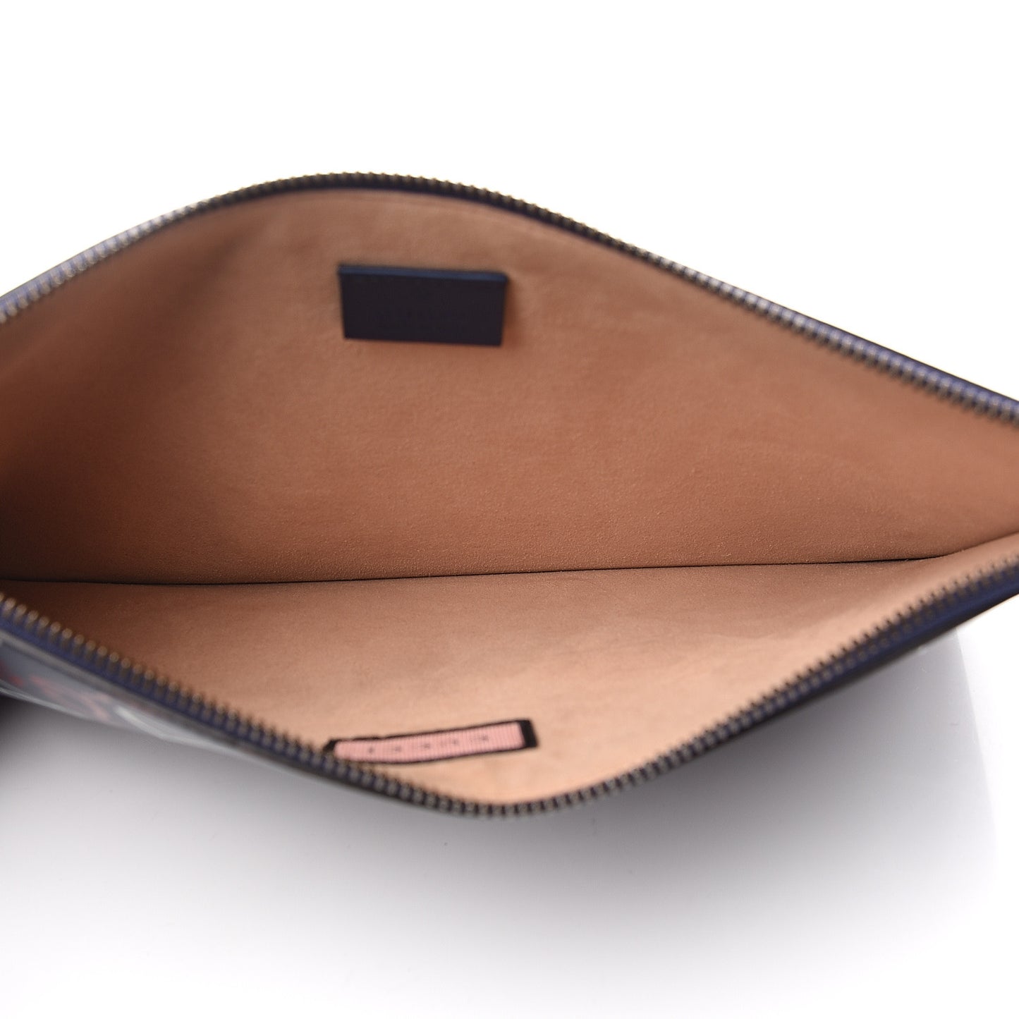 Calfskin GucciGhost Print Pouch Blue Agata Hibiscus Red