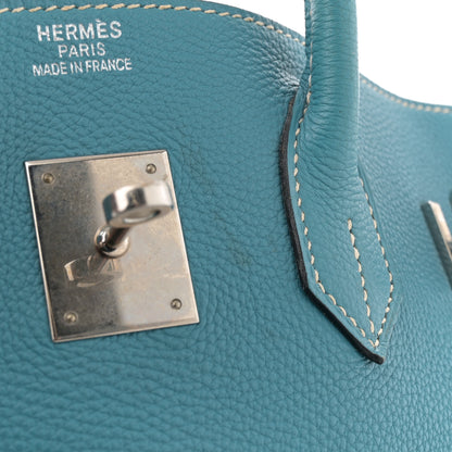 Hermes Taurillon Clemence Birkin 35 Blue Jean 12 of 20
