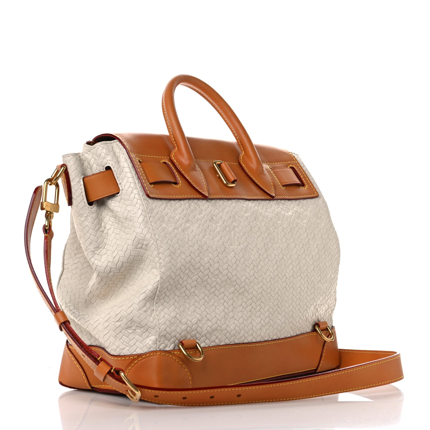 Louis Vuitton Calfskin Woven Embossed Monogram Steamer 30 Off White 3 of 10