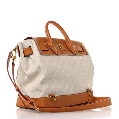 Louis Vuitton Calfskin Woven Embossed Monogram Steamer 30 Off White 3 of 10