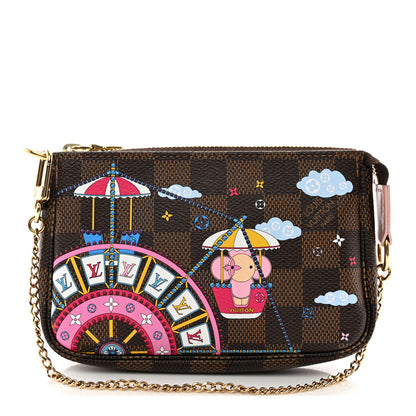 Louis Vuitton Damier Ebene 2020 Christmas Animation Big Wheel Mini Pochette Accessories Rose Ballerine 1 of 8