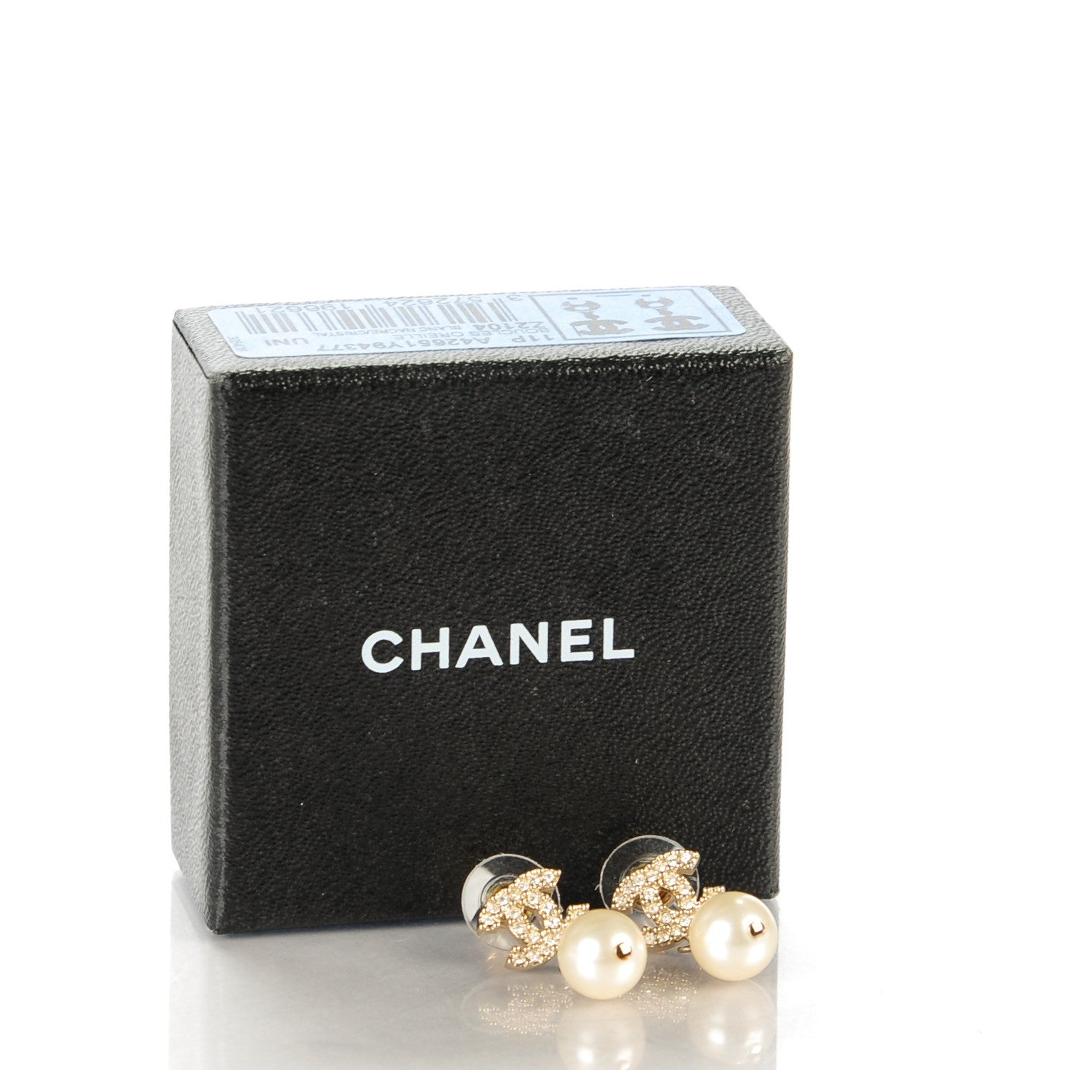 Chanel Crystal CC Pearl Drop Earrings Gold 5 of 5