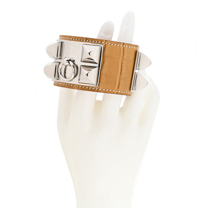 Hermes Matte Alligator Collier De Chien CDC Bracelet S Maize 2 of 6