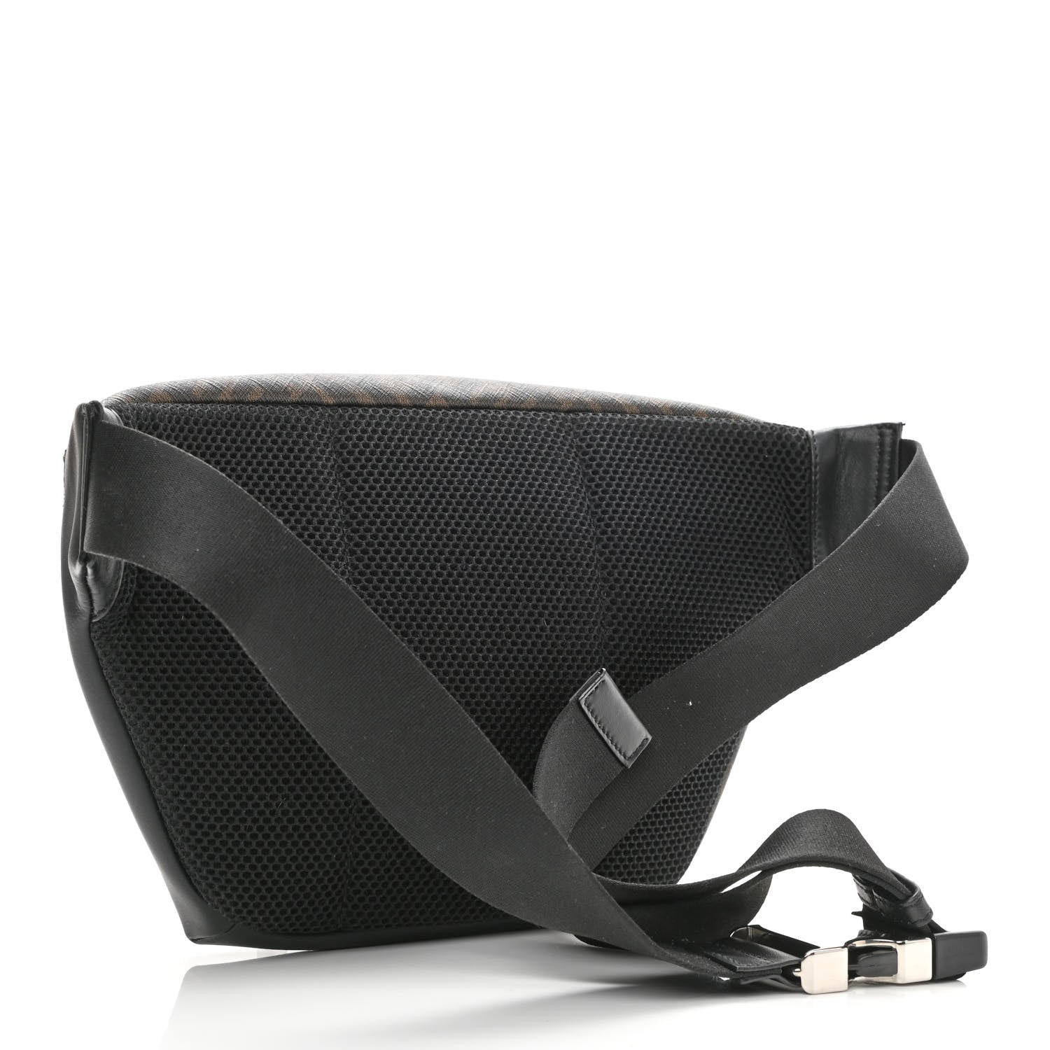 Fendi Glazed Fabric Vitello Liberty FF 1974 Diagonal Belt Bag Tobacco Moresco Black 3 of 10