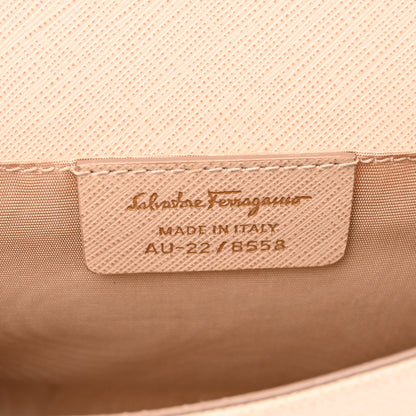 Salvatore Ferragamo Hammered Calfskin Mini Miss Vara Bow Chain Bag New Bisque 6 of 9