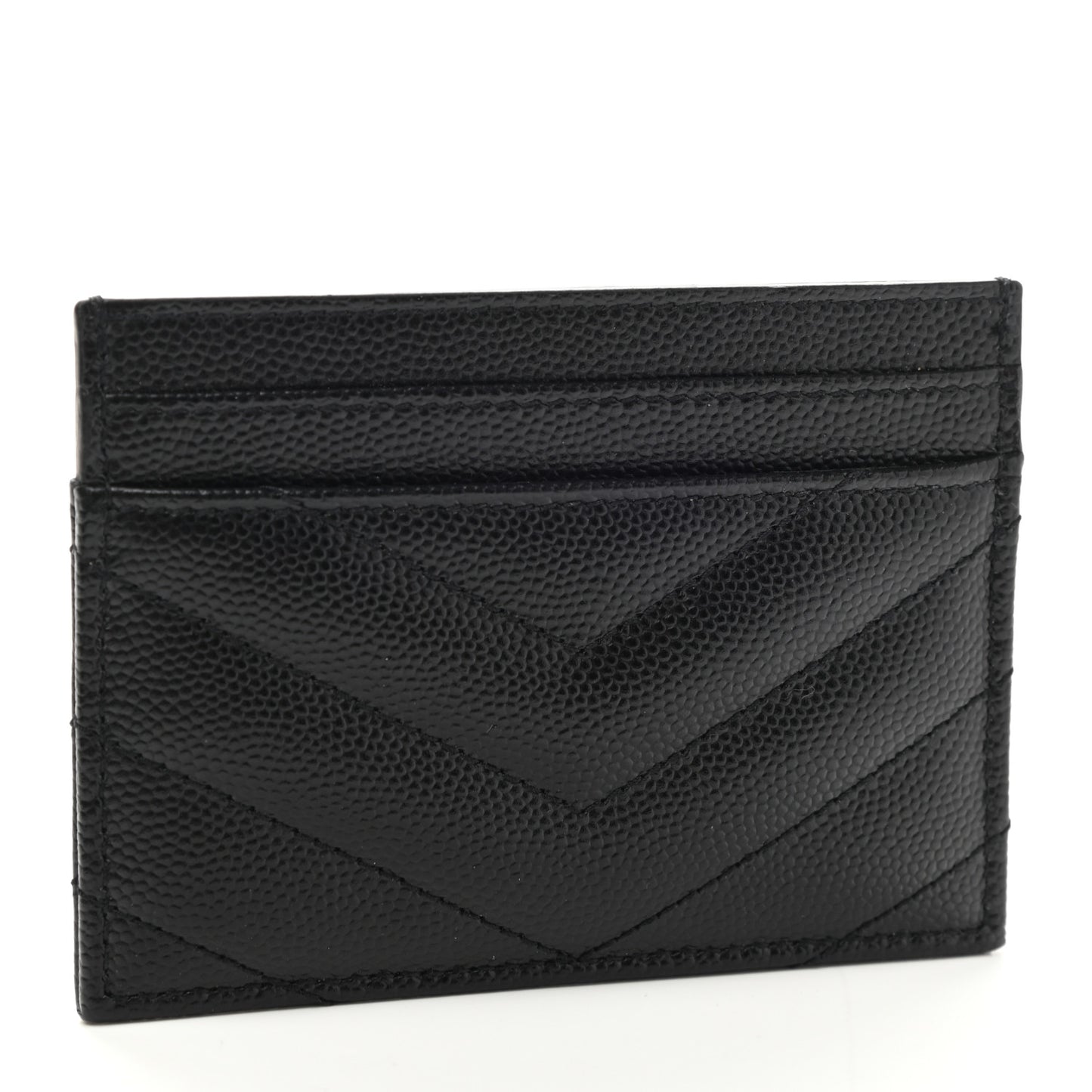 Grain De Poudre Matelasse Chevron Monogram Credit Card Case Black