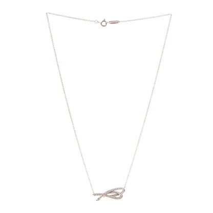 Tiffany 18K Rose Gold Diamond Bow Pendant Necklace 3 of 8