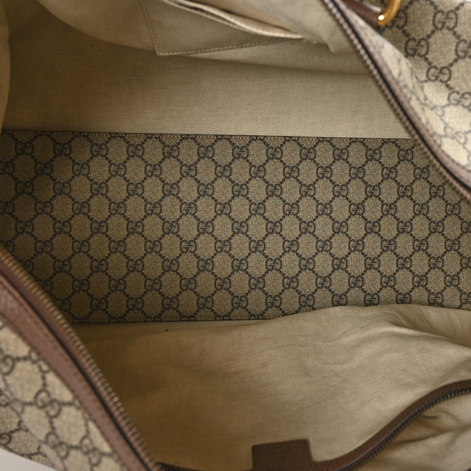 Gucci GG Supreme Monogram Textured Dollar Calfskin Web Medium Ophidia Carry-On Duffle Bag Beige Ebony New Acero 4 of 7