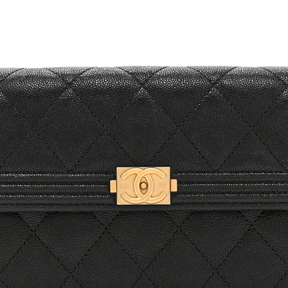 Chanel Caviar Quilted Large Boy Gusset Flap Wallet Black 9 of 11