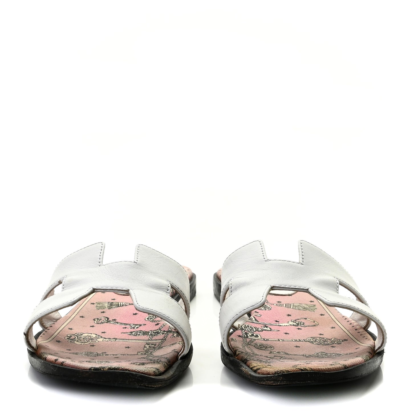 Box Calfskin Bois De Rose Oran Sandals 40 White
