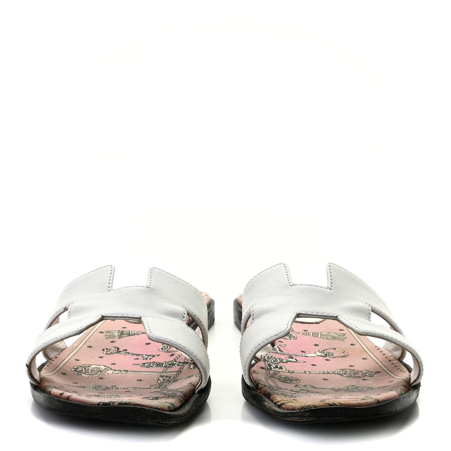 Hermes Box Calfskin Bois De Rose Oran Sandals 40 White 3 of 13