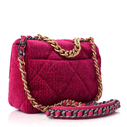 Chanel Corduroy Quilted Medium Chanel 19 Flap Dark Pink 3 of 8