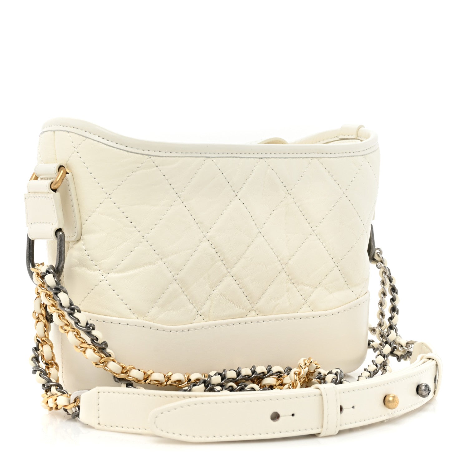Chanel Aged Calfskin Quilted Small Gabrielle Hobo White 3 of 10