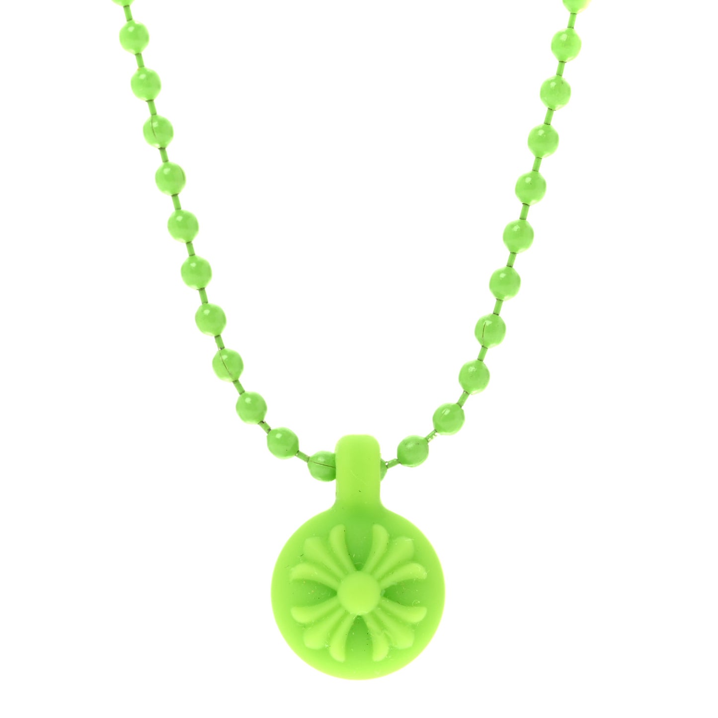 Silicone Silichrome Cross Pendant Necklace Green