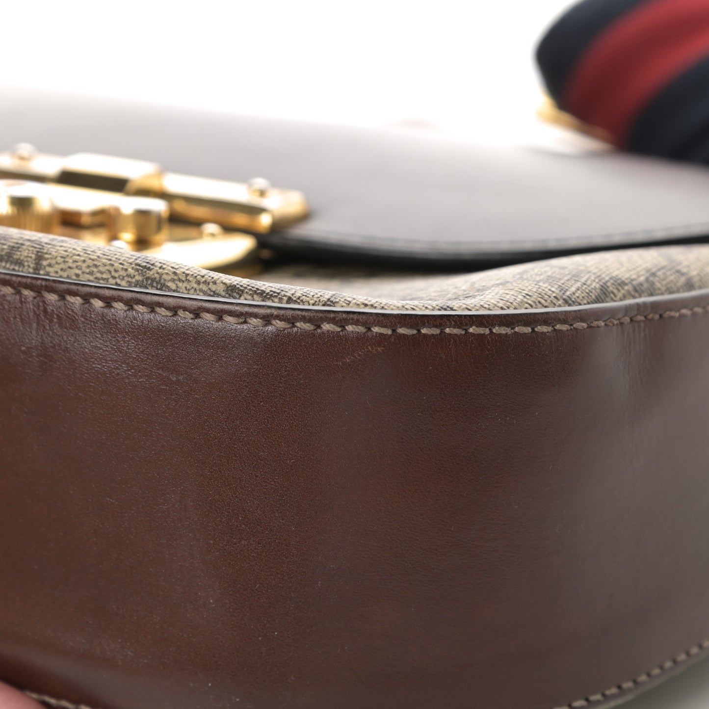 GG Supreme Monogram Web Medium Padlock Messenger Shoulder Bag Black