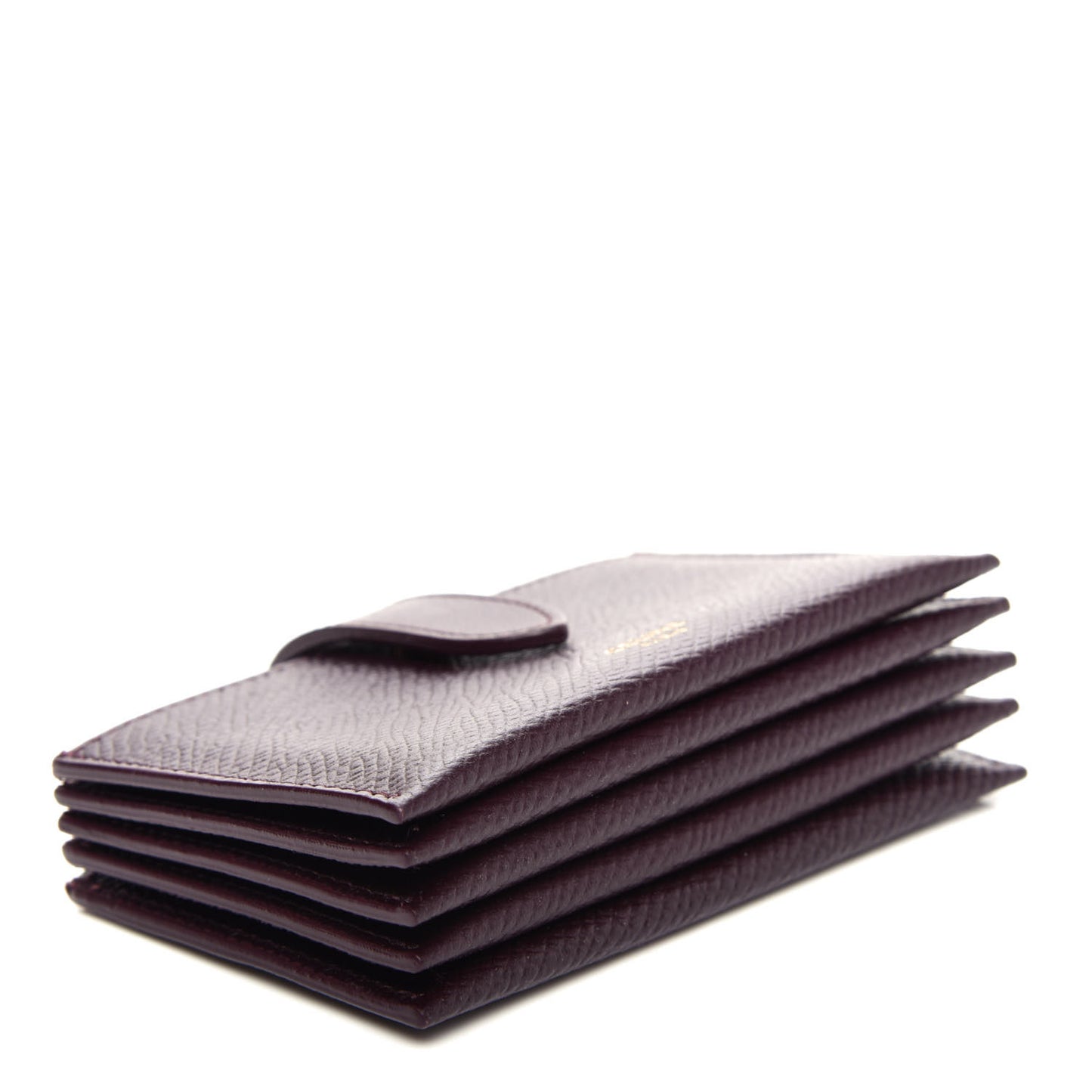 Grained Shiny Calfskin Accordion Card Holder Burgundy
