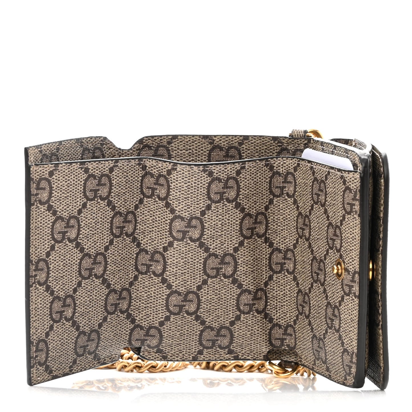 GUCCI X BALENCIAGA GG Supreme Monogram Logo Mini Cash Wallet on Chain Beige Ebony