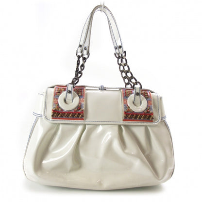 Fendi Patent Beaded B Bag White 4 of 11