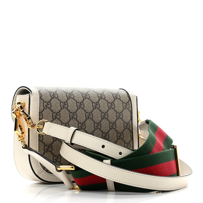 Gucci GG Supreme Monogram Web Mini Horsebit 1955 Shoulder Bag Beige Mystic White 3 of 11