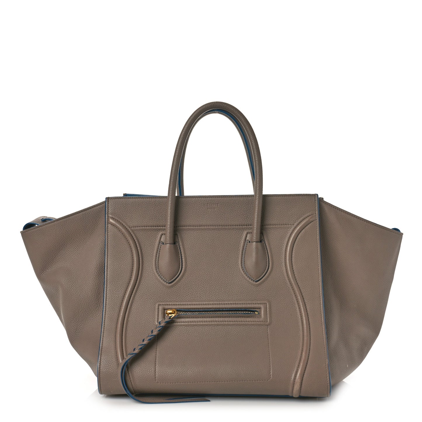 Baby Grained Medium Phantom Luggage Taupe Blue Trim