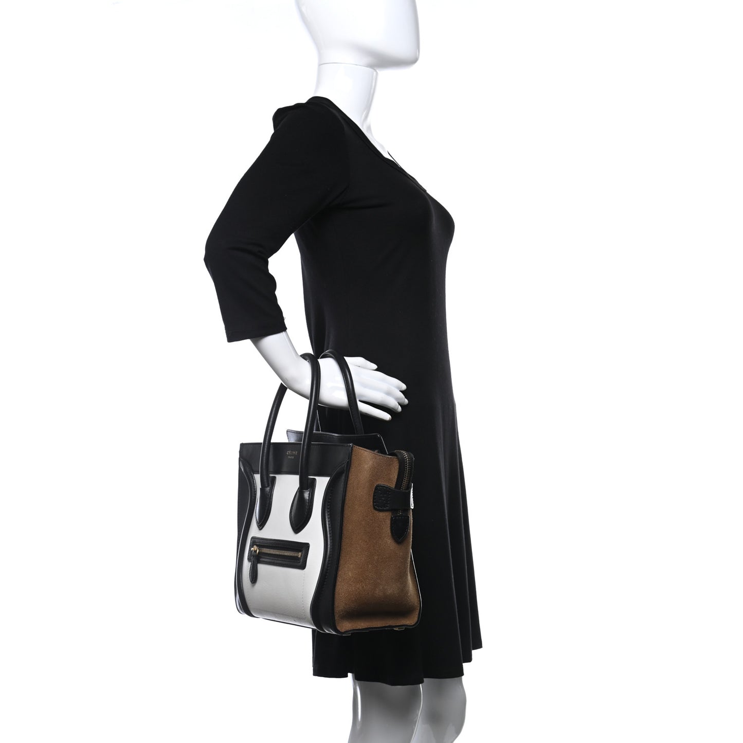 Smooth Calfskin Suede Micro Tri-Color Luggage White