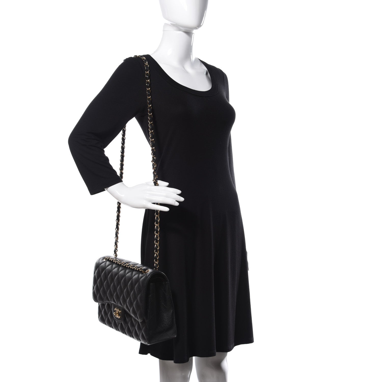 Chanel Caviar Quilted Jumbo Double Flap Black 2 of 10