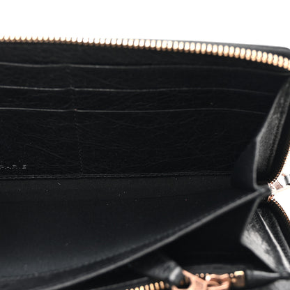 Balenciaga Agneau Giant 12 Rose Gold Hardware Continental Zip Around Wallet Black 5 of 8