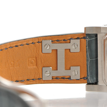Hermes Stainless Steel Alligator 23mm Medor Watch Bleu Tempete 8 of 10