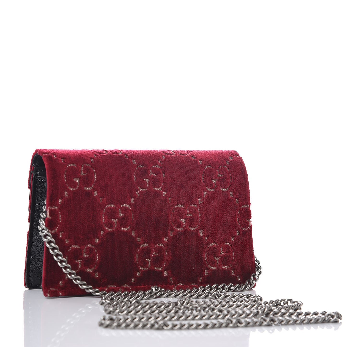 Velvet GG Monogram Super Mini Dionysus Shoulder Bag Red Cipria Black
