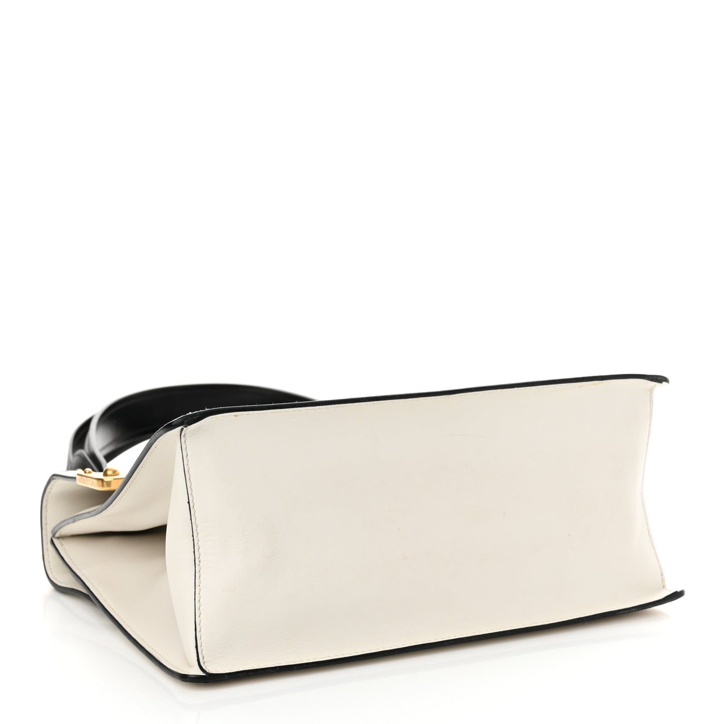 City Calfskin Saffiano Cahier Top Handle Bag White Black