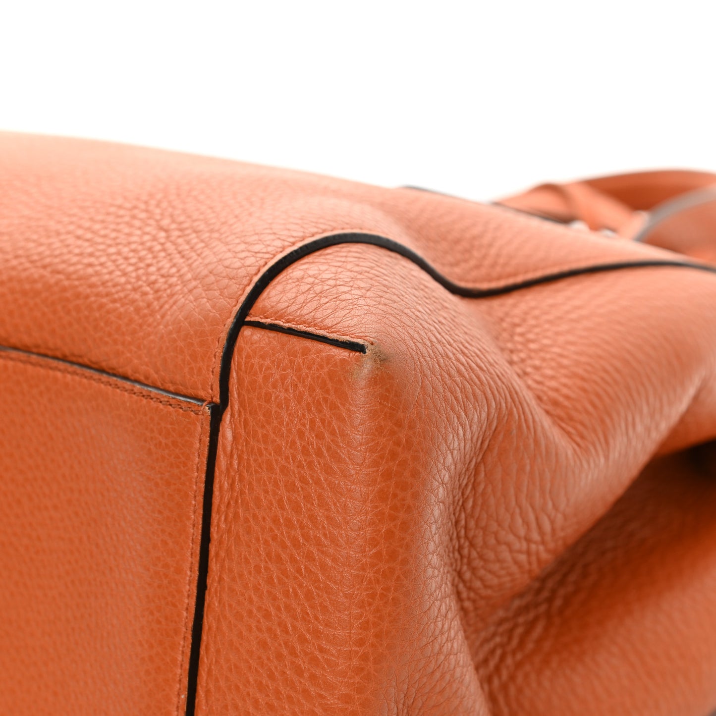 Pebbled Calfskin Large Lady Tassel Top Handle Bag Orange