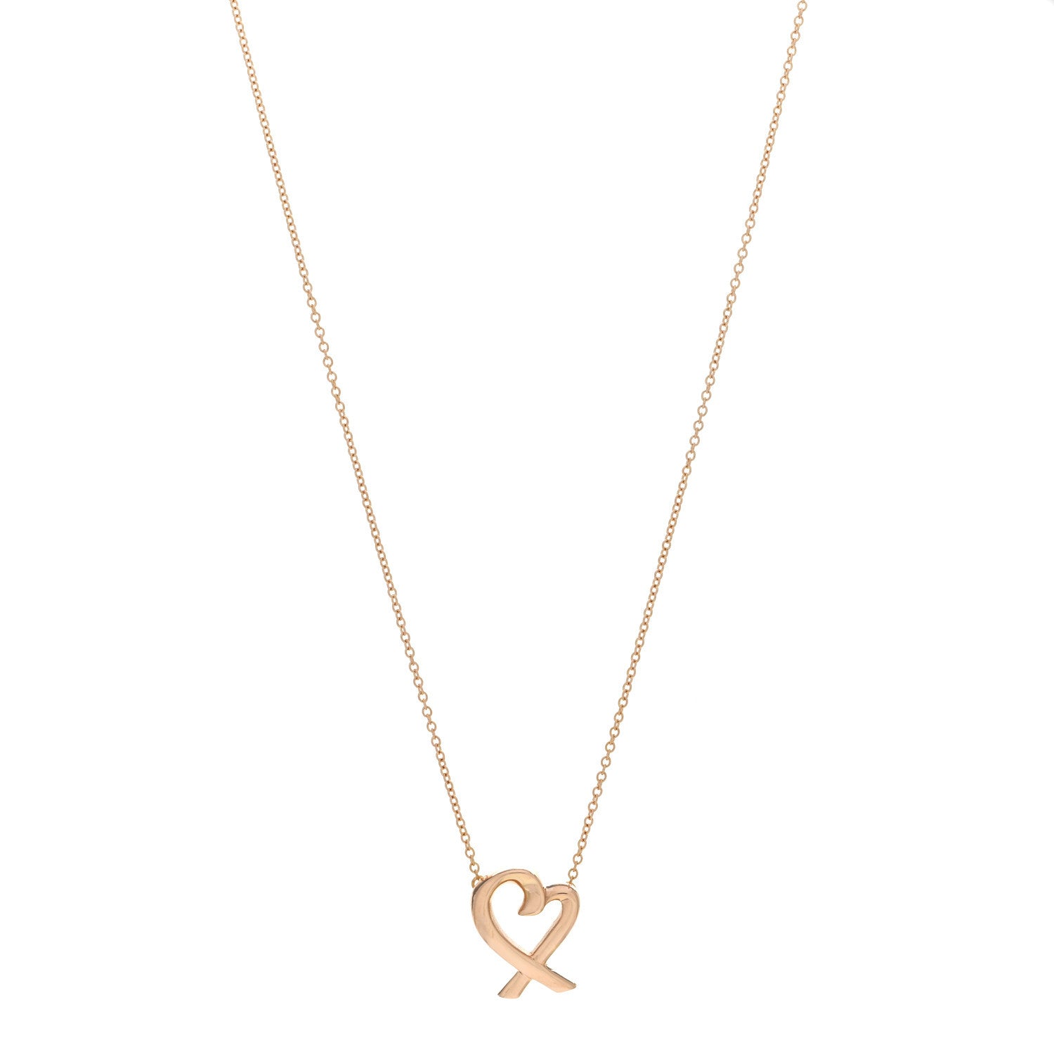 Tiffany 18K Rose Gold Small Paloma Picasso Loving Heart Pendant Necklace 1 of 4