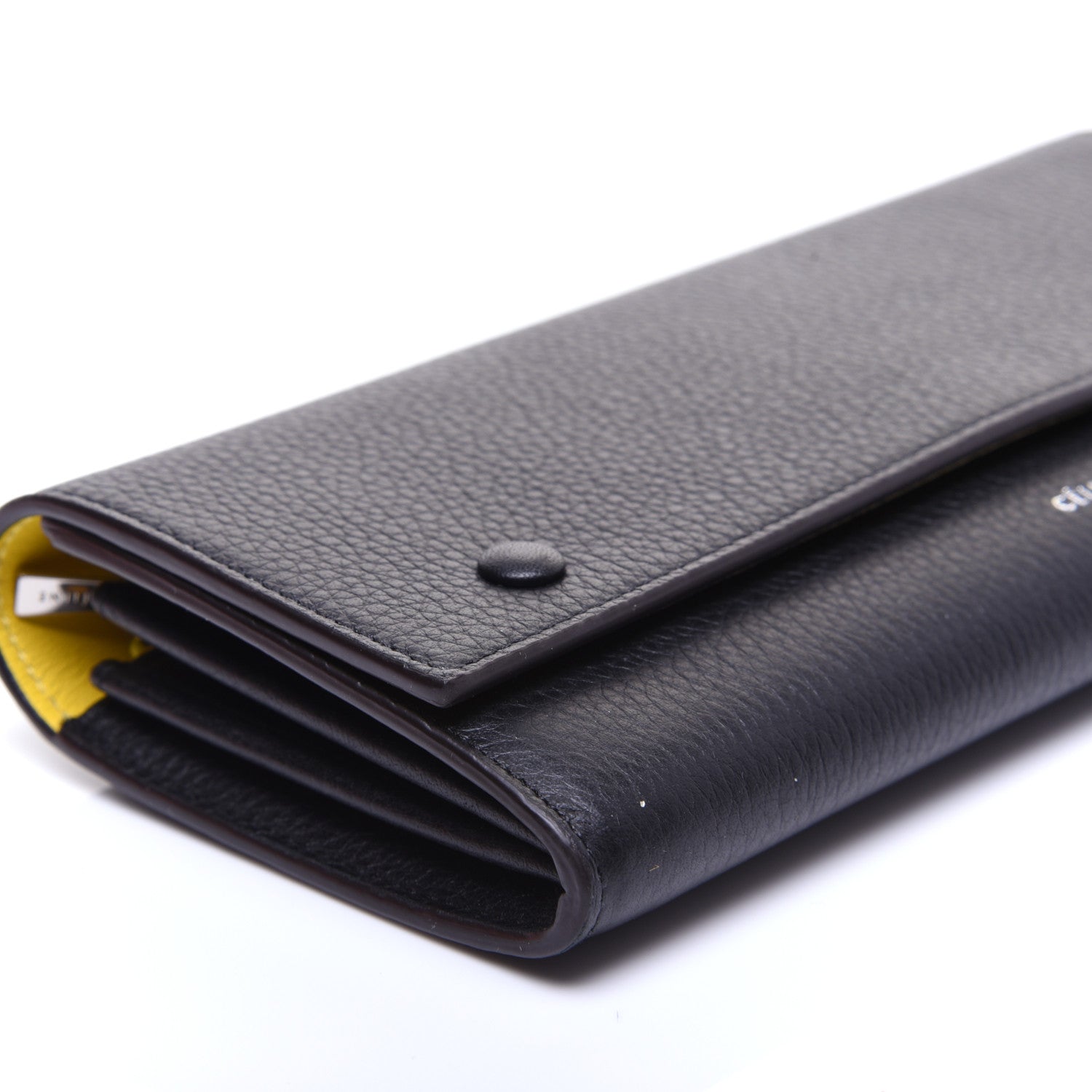 Celine Drummed Calfskin Large Multifunction Flap Wallet Black 5 of 9