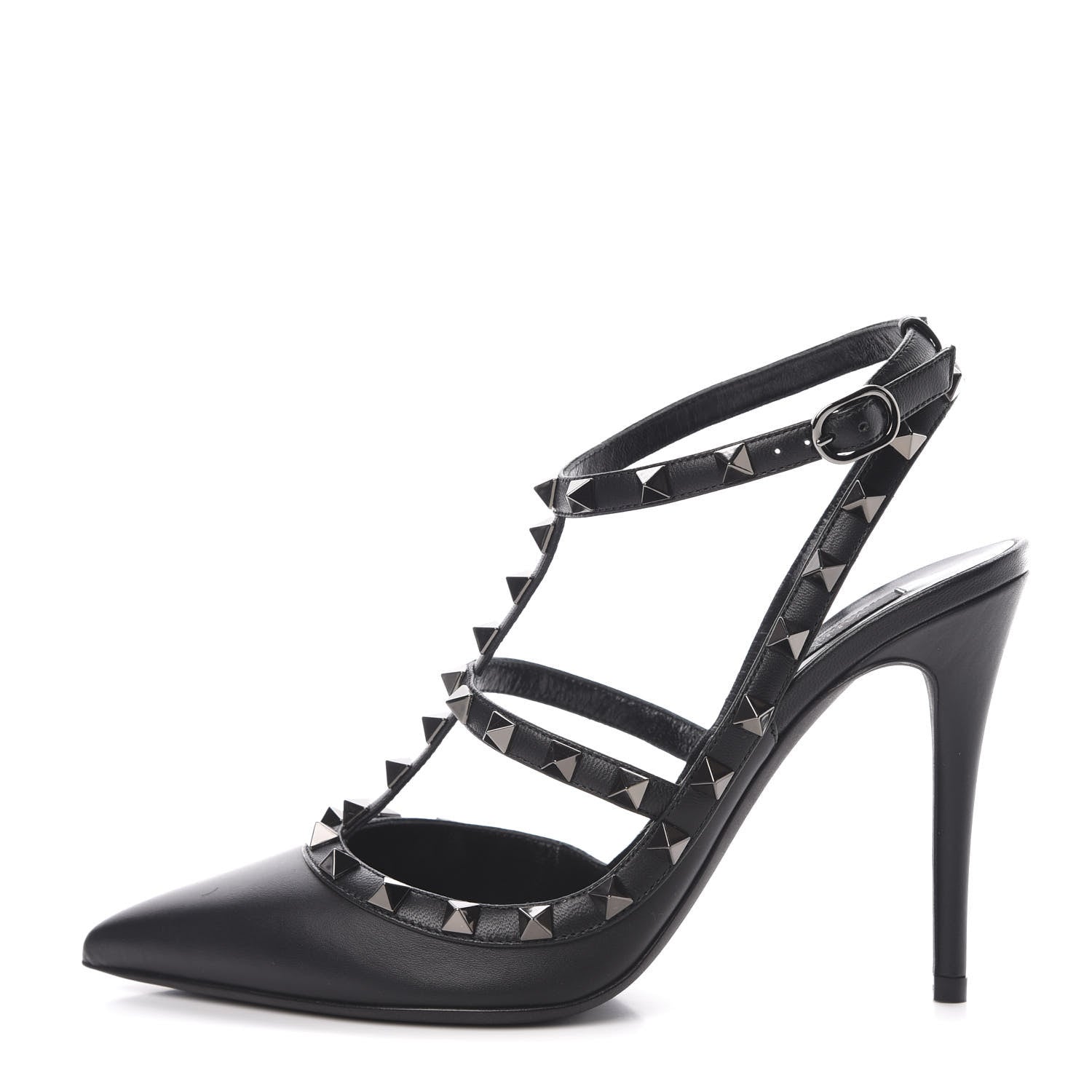 Valentino Garavani Nappa Rockstud Ankle Strap Pumps 38 Black 1 of 7