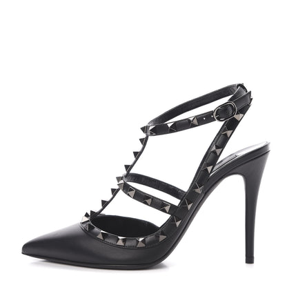 Valentino Garavani Nappa Rockstud Ankle Strap Pumps 38 Black 1 of 7