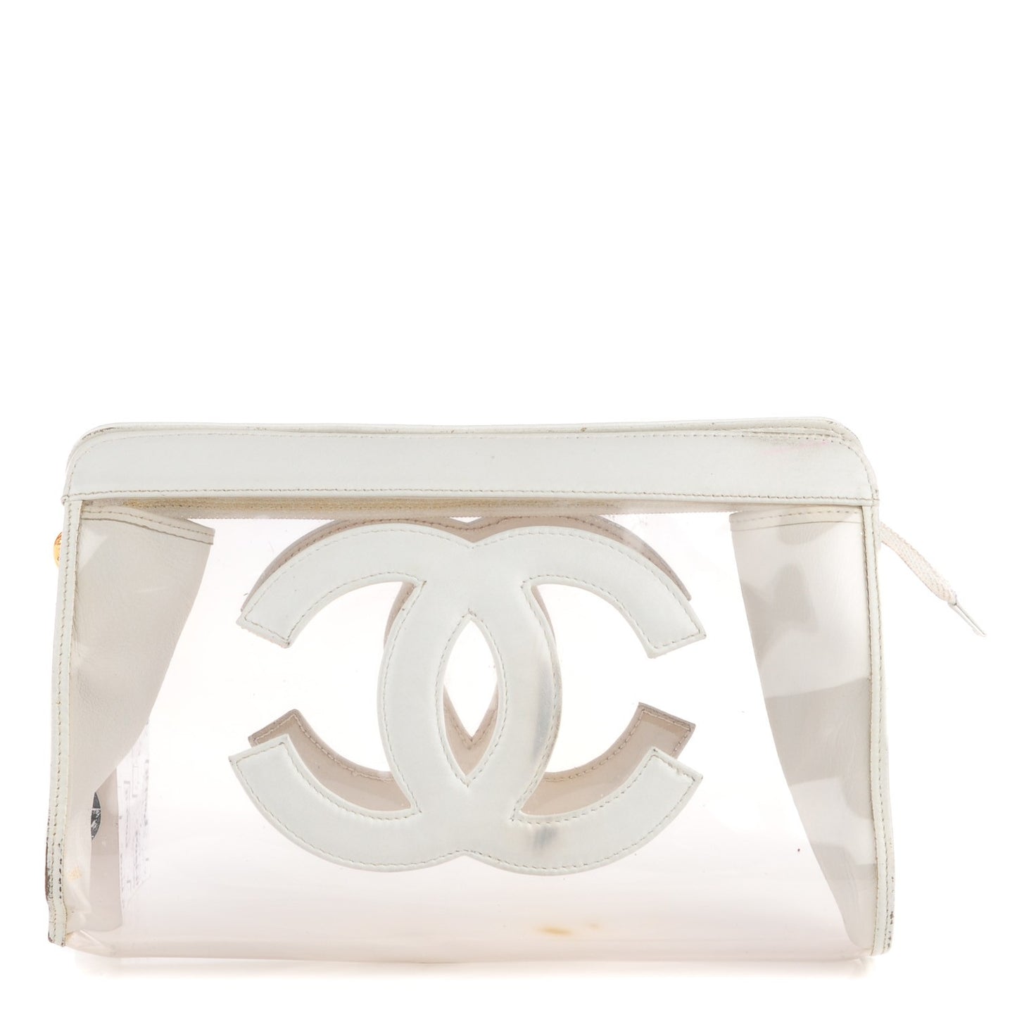 Vinyl CC Logo Cosmetic Pouch White