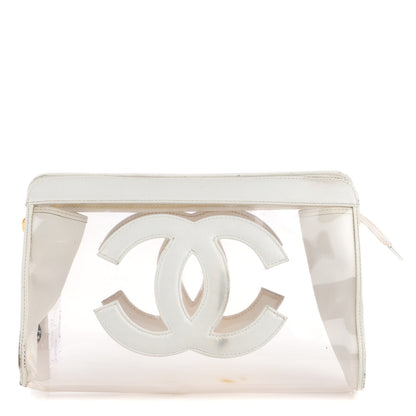 Chanel Vinyl CC Logo Cosmetic Pouch White 1 of 9