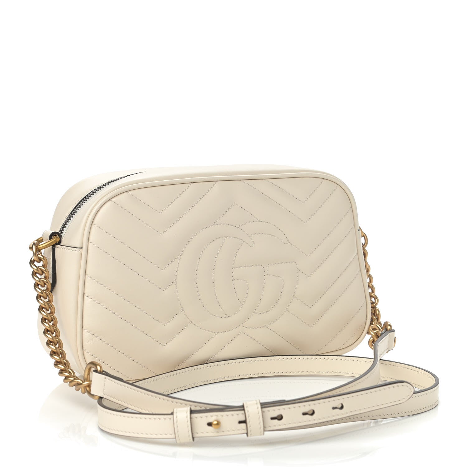 Gucci Calfskin Matelasse Small GG Marmont Chain Shoulder Bag White 3 of 10