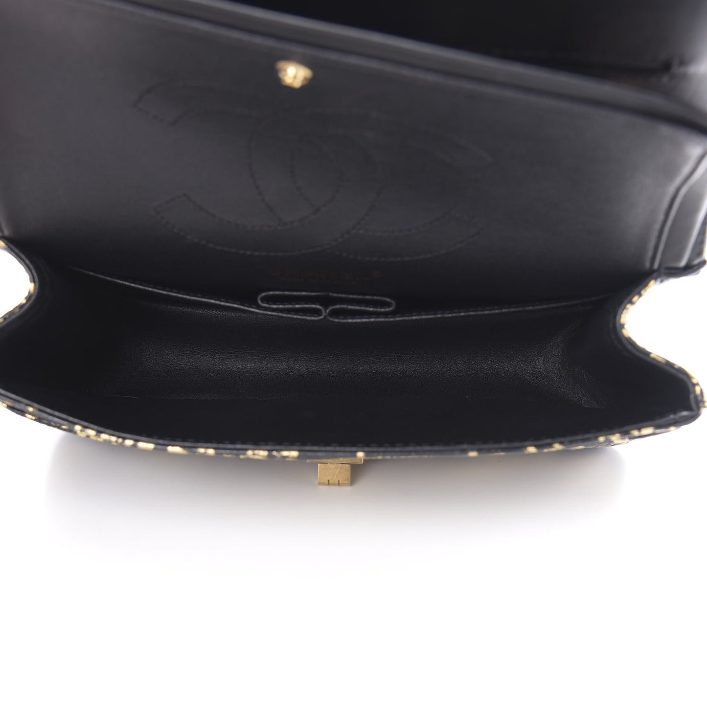 Calfskin Crocodile Embossed Graffiti 2.55 Cocodile Reissue 225 Flap Black Gold