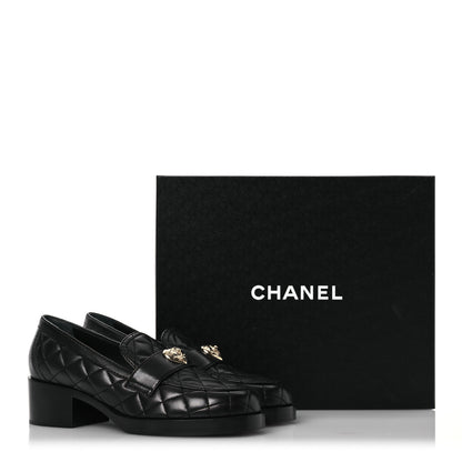 Chanel Lambskin Quilted CC Heart Loafers 38 Black 14 of 14