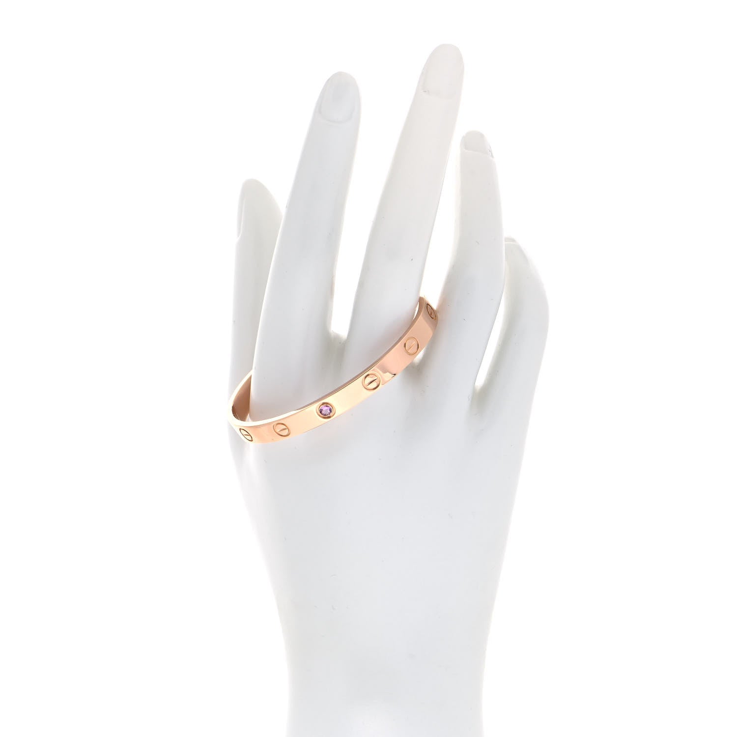 Cartier 18K Pink Gold Pink Sapphire LOVE Cuff Bracelet 16 2 of 6