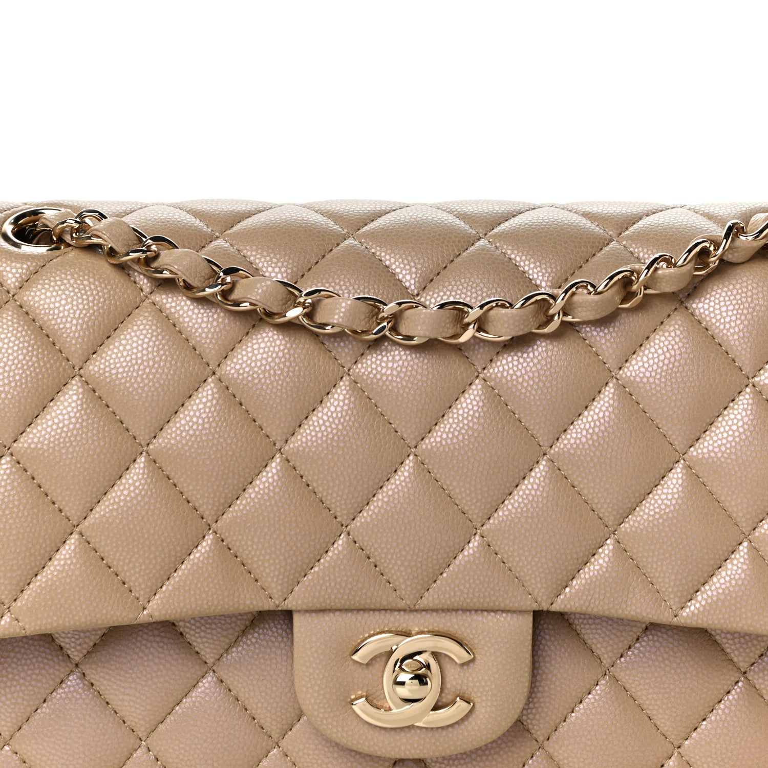 Chanel Iridescent Caviar Quilted Medium Double Flap Dark Beige 7 of 10