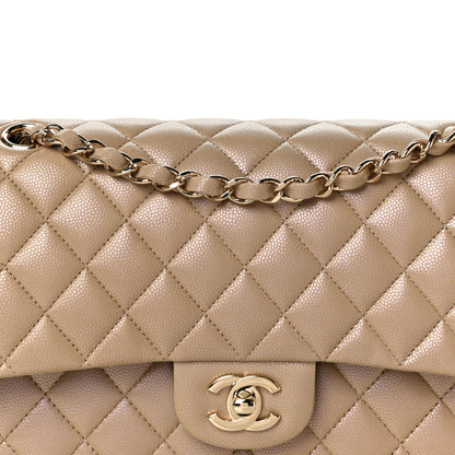 Chanel Iridescent Caviar Quilted Medium Double Flap Dark Beige 7 of 10