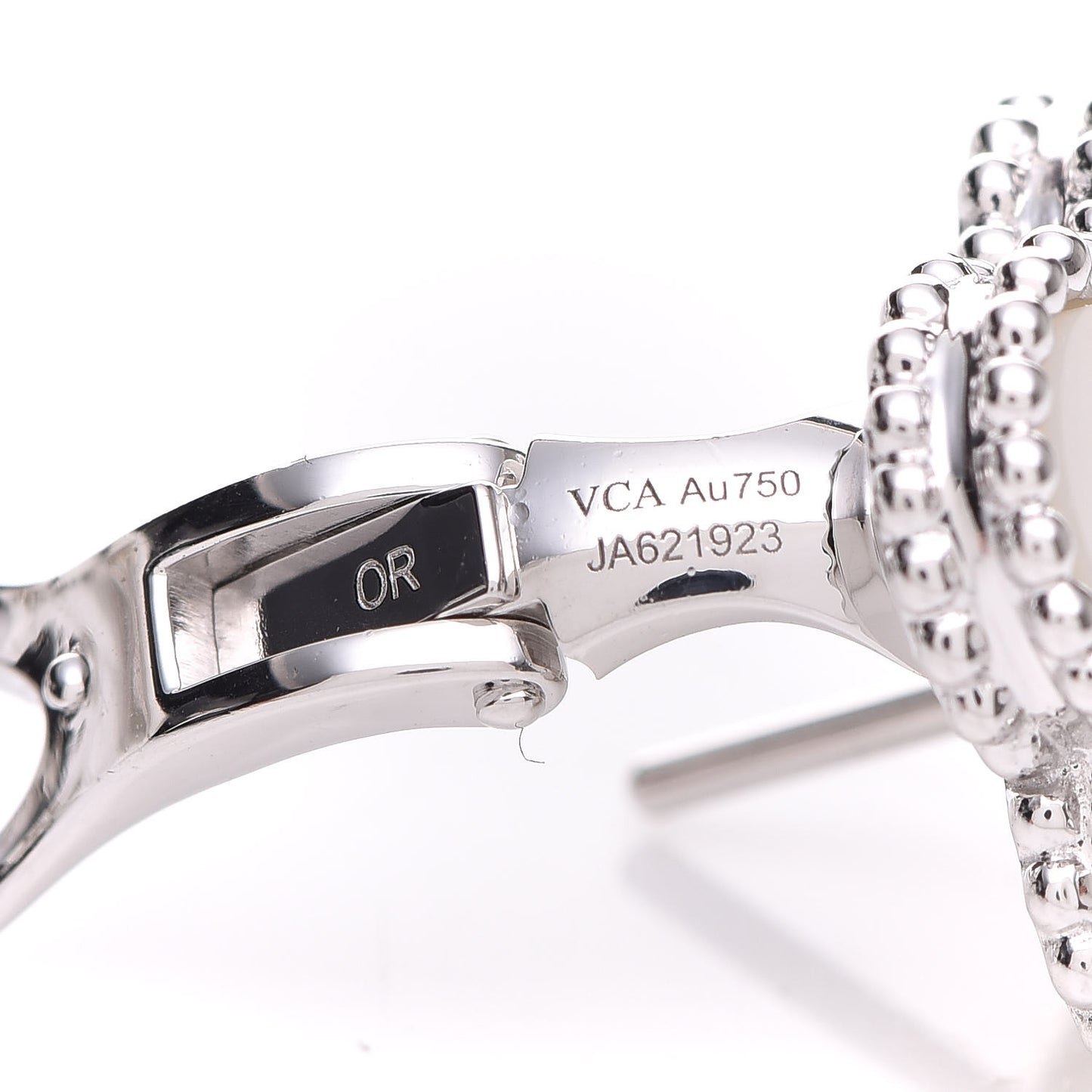 18K White Gold Mother of Pearl Vintage Alhambra Earrings
