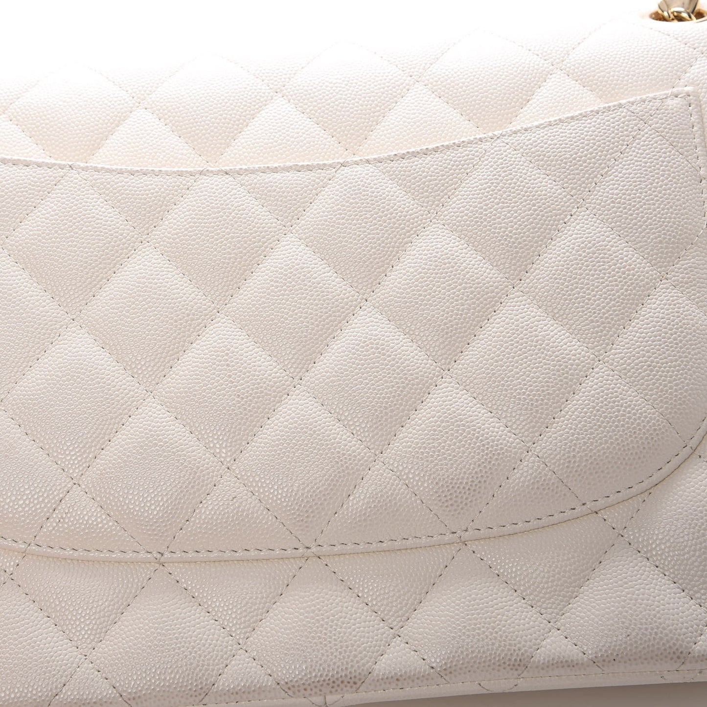 Caviar Quilted Jumbo Double Flap White