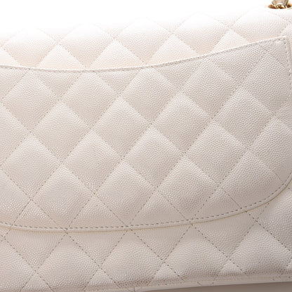 Chanel Caviar Quilted Jumbo Double Flap White 12 of 14