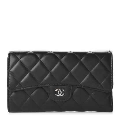 Chanel Lambskin Quilted Large Flap Wallet Black 1 of 12